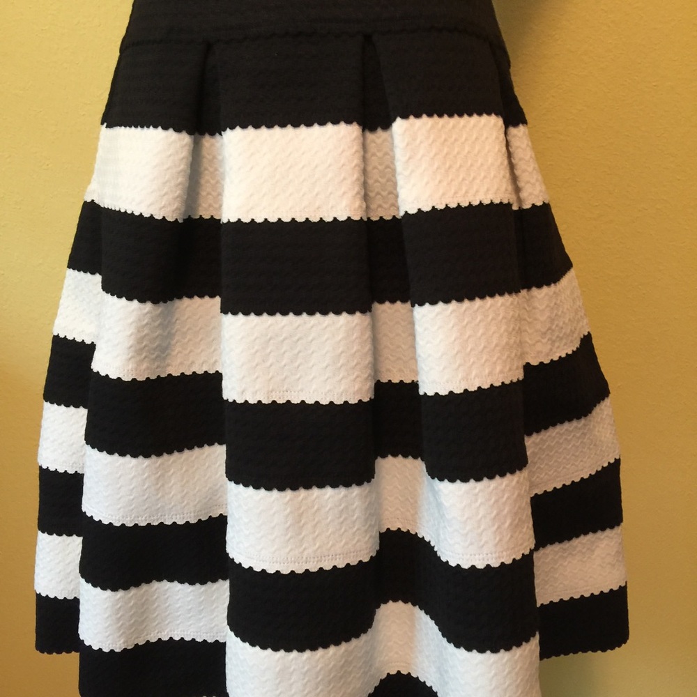 Black and white box pleated skirt